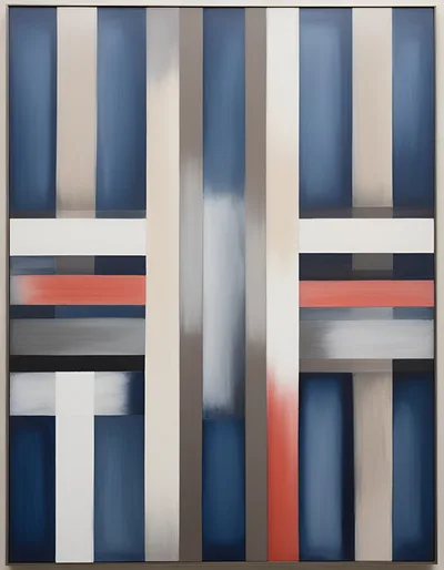 Abstract Geometric Painting With Vertical And Horizontal Stripes