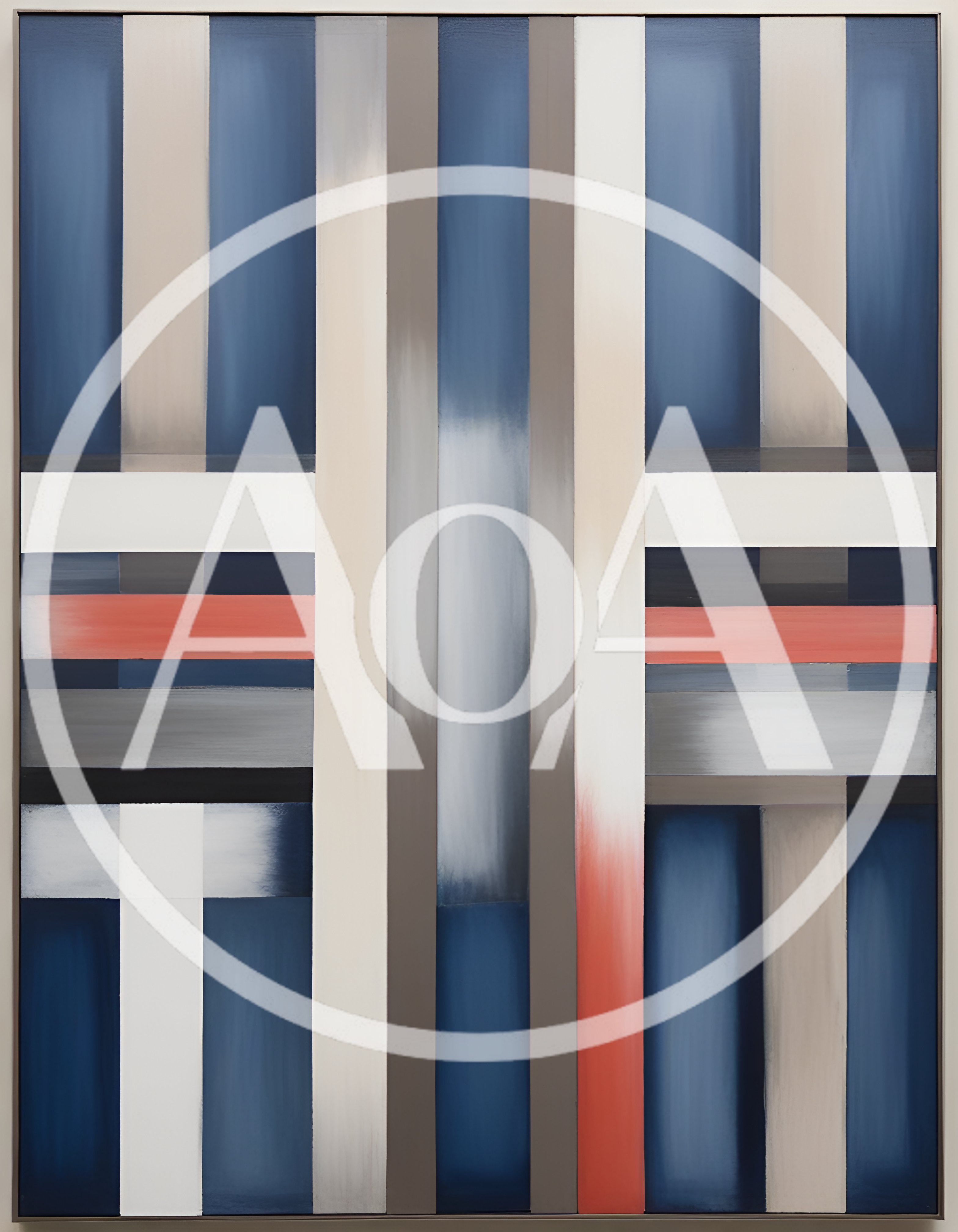 Abstract Geometric Painting With Vertical And Horizontal Stripes