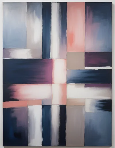 Abstract Geometric Oil Painting With Soft Color Blocks