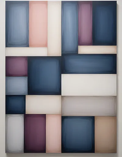 Abstract Geometric Painting With Rectangular Color Blocks