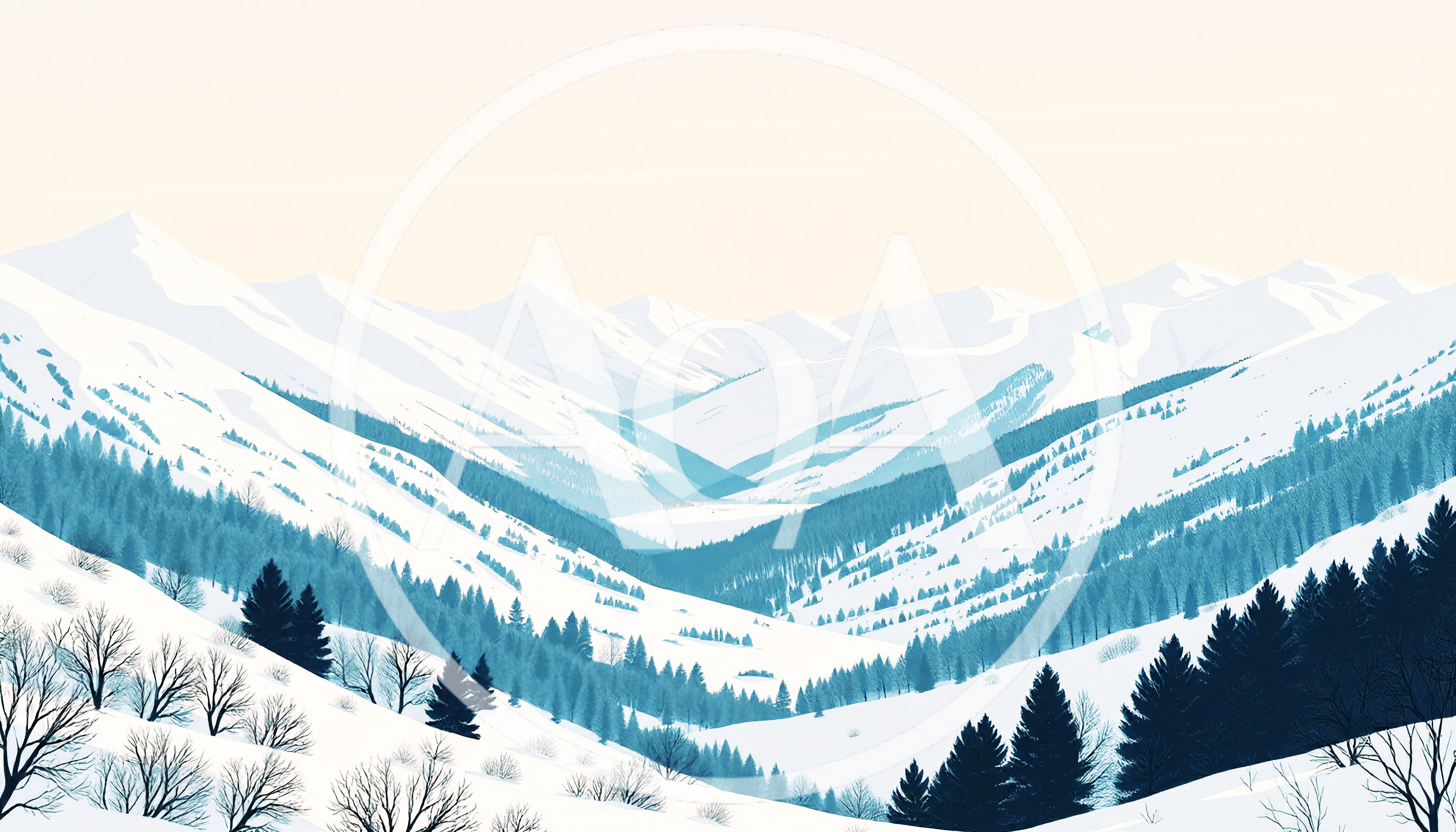 Snow Covered Mountain Valley Landscape