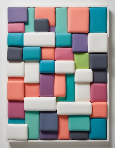Abstract Wall Art With Colorful Rectangular Blocks