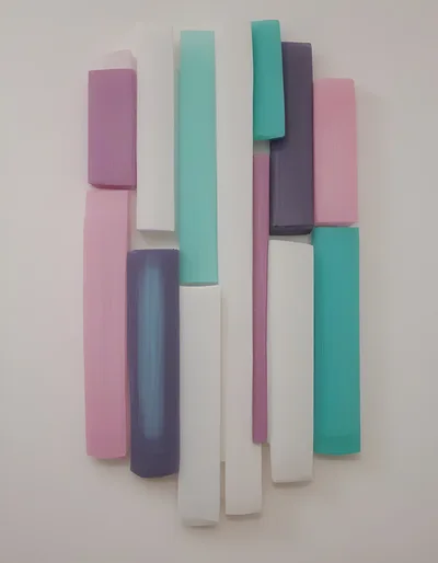 Abstract Wall Sculpture With Colorful Rectangular Resin Panels