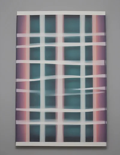 Abstract Painting With Vertical And Horizontal White Stripes