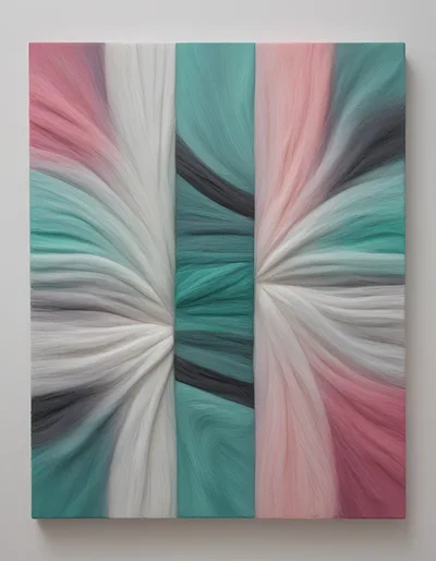 Abstract Oil Painting With Flowing Textured Color Bands
