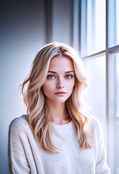 Portrait Of A Young Blonde Woman By A Window