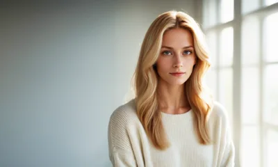 Portrait Of A Young Blonde Woman In A Sweater