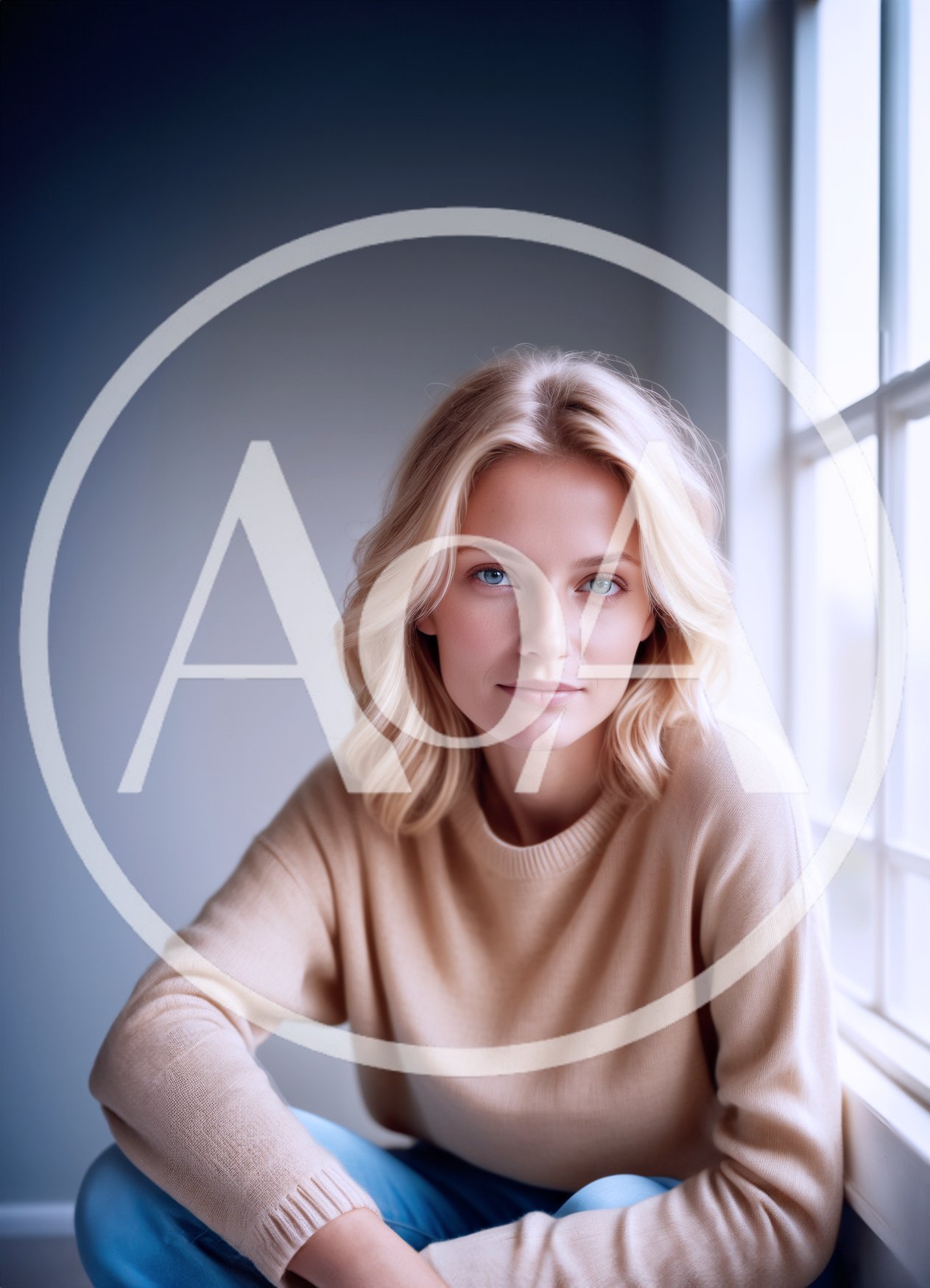 Portrait Of A Blonde Woman Sitting By A Window