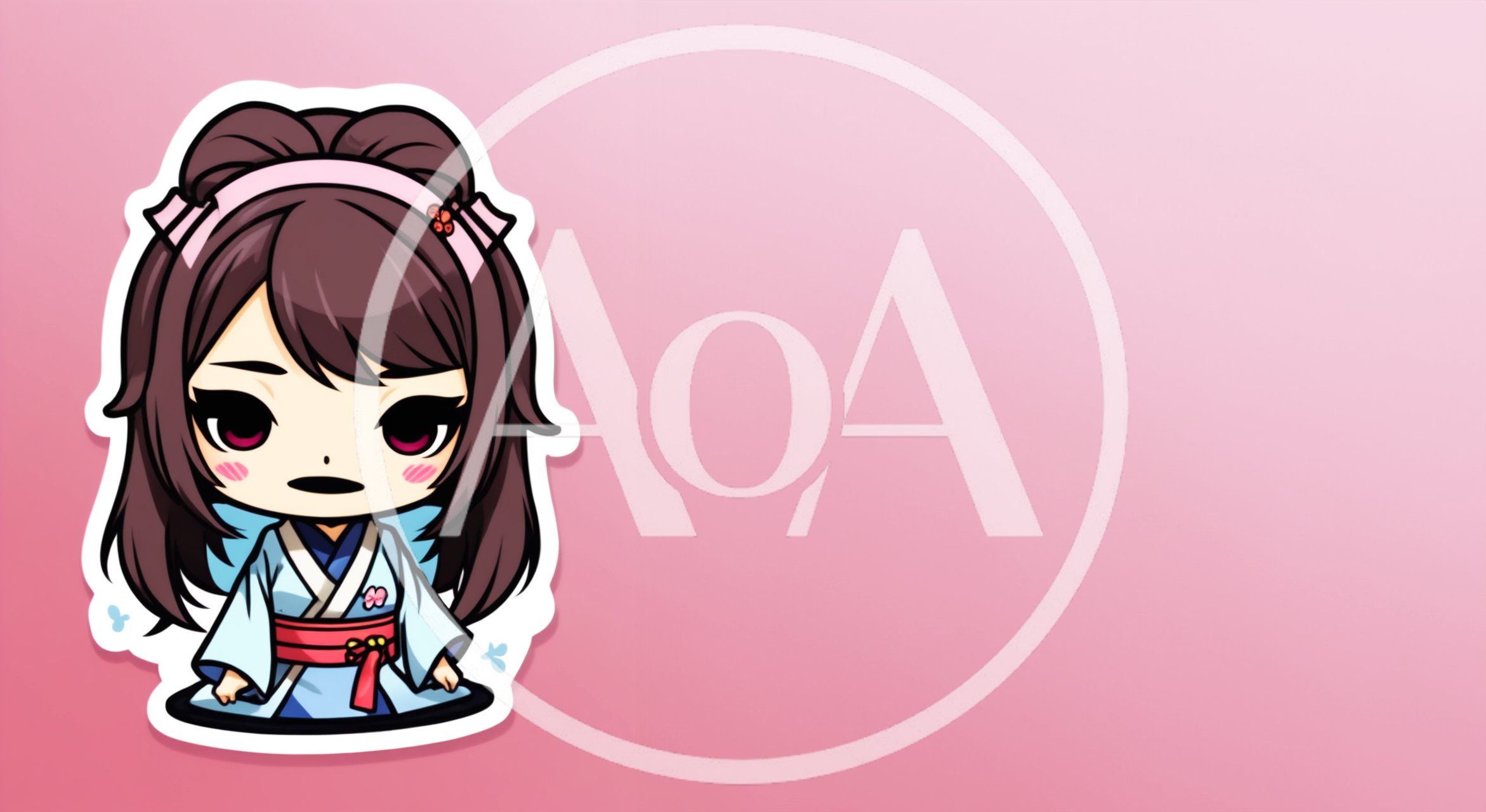 Chibi Anime Girl In Traditional Japanese Kimono