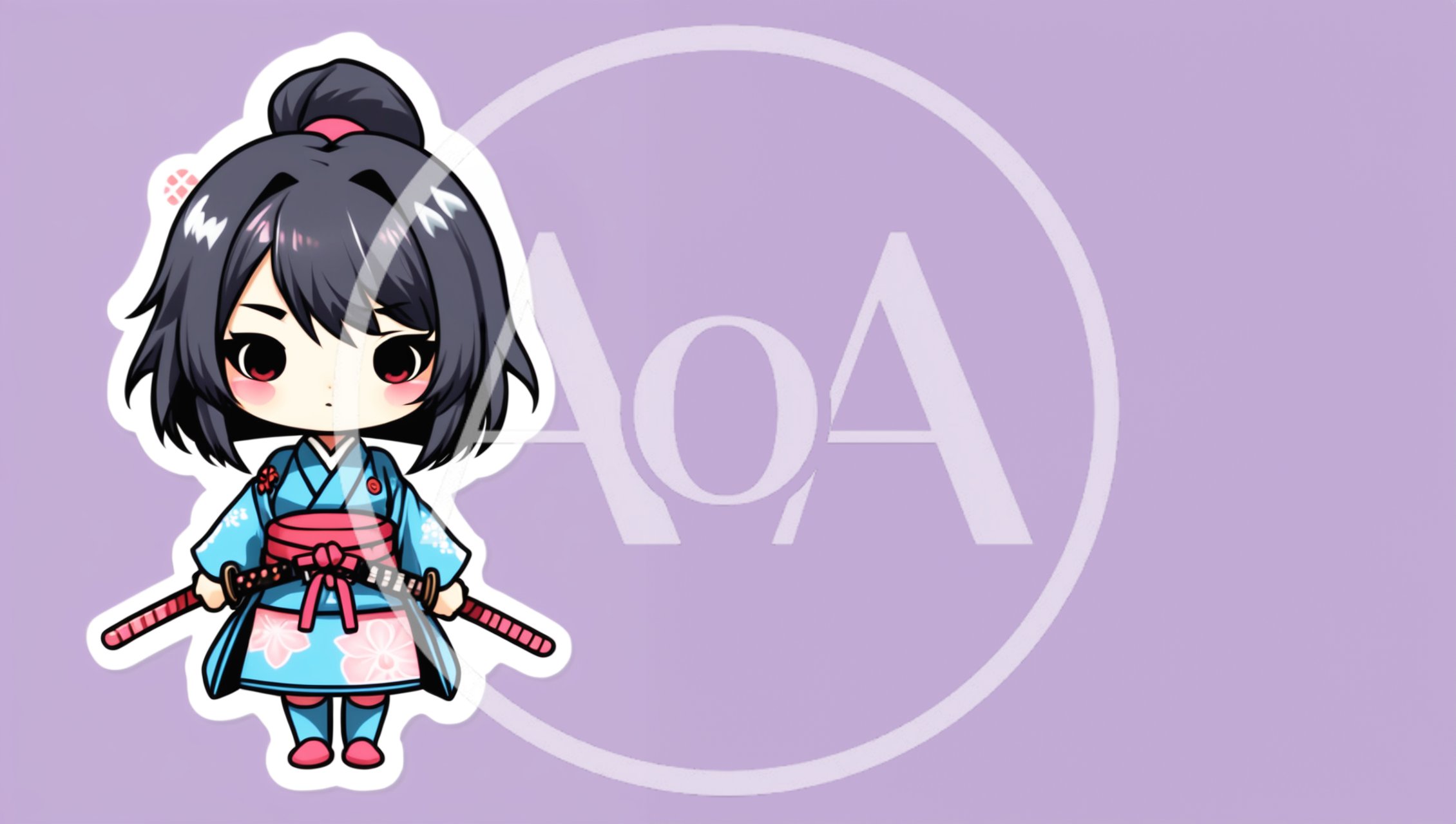 Chibi Anime Samurai Girl With Katana Swords