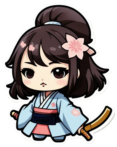 Chibi Anime Girl Samurai With Katana