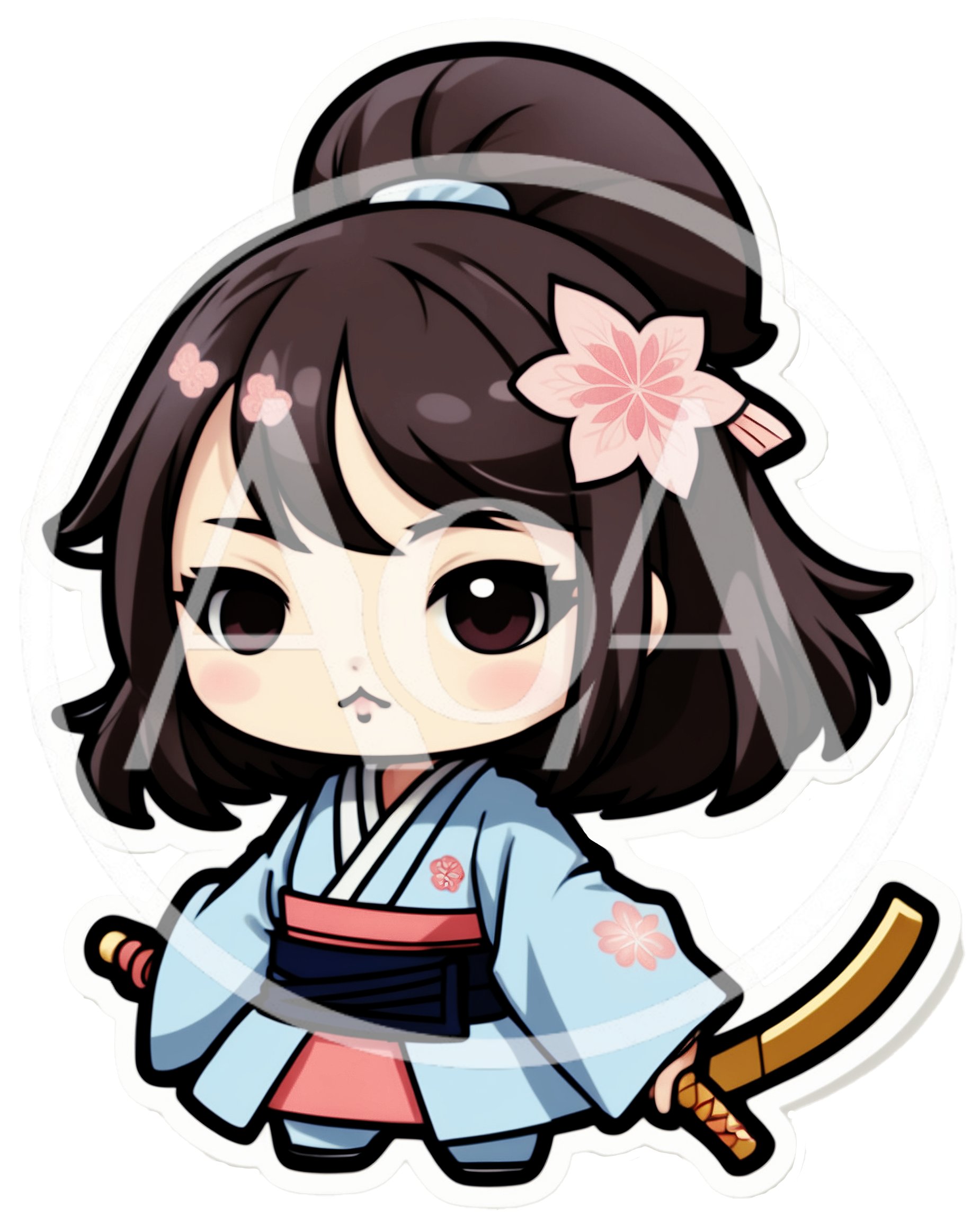 Chibi Anime Girl Samurai With Katana