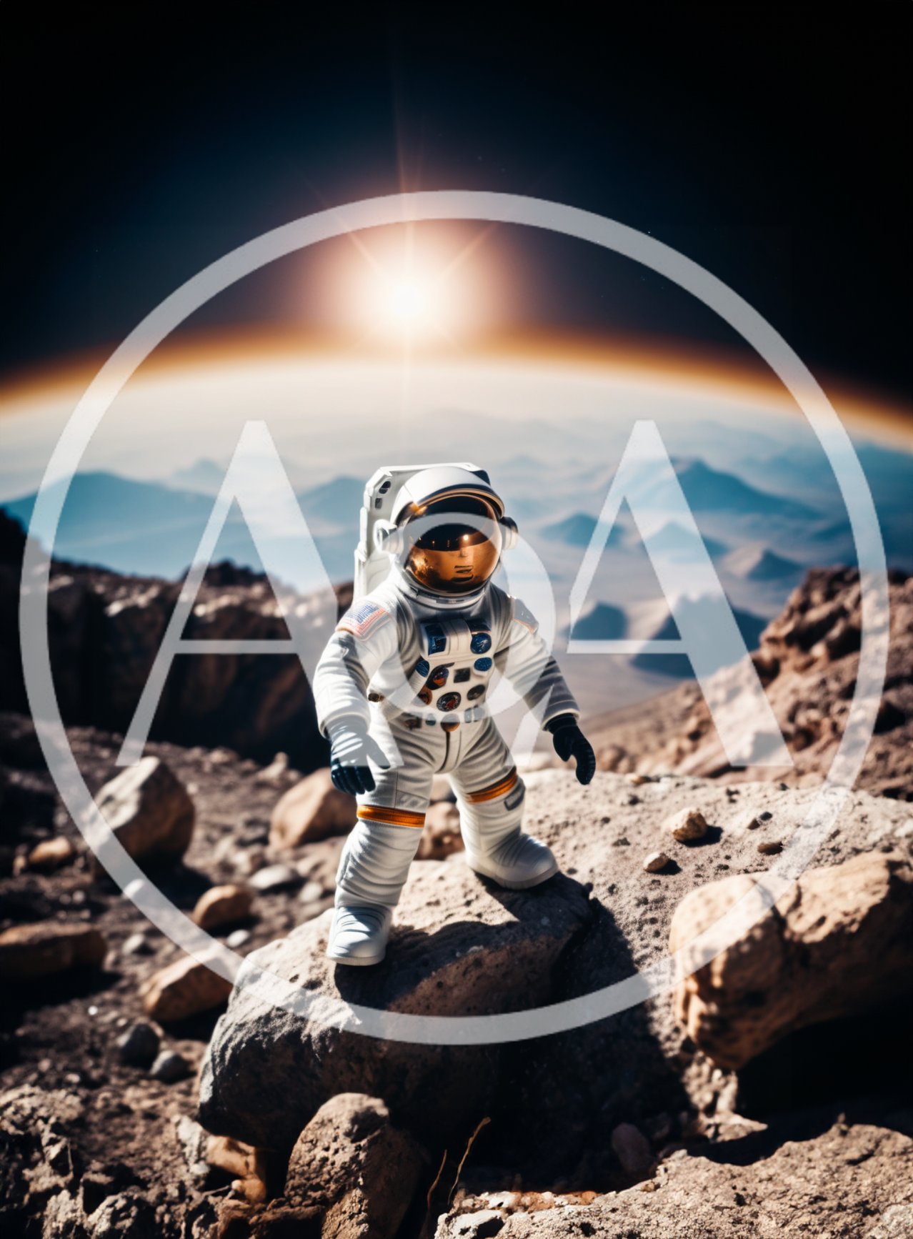 Astronaut Standing On A Rocky Alien Planet Surface