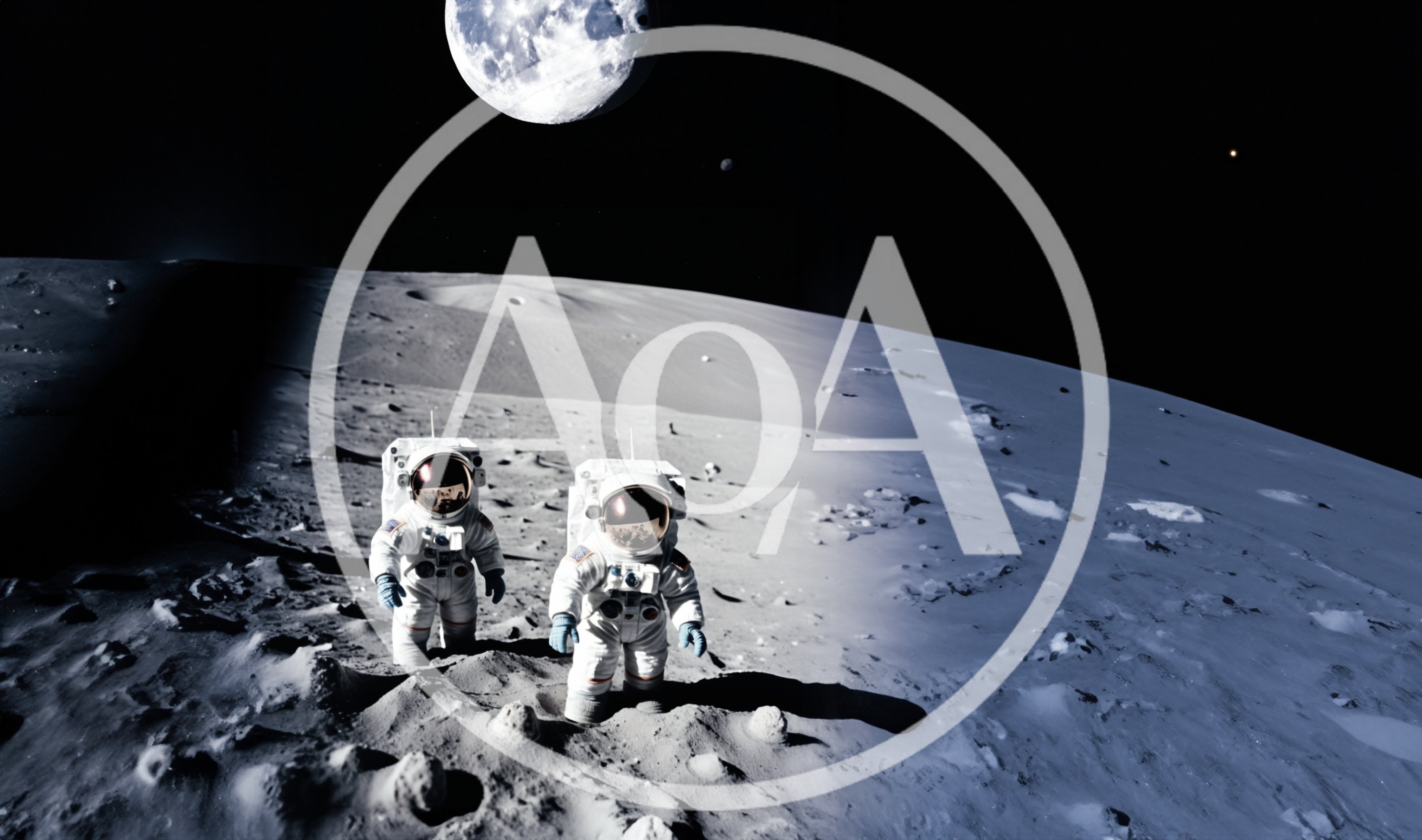 Two Astronauts Standing On The Lunar Surface
