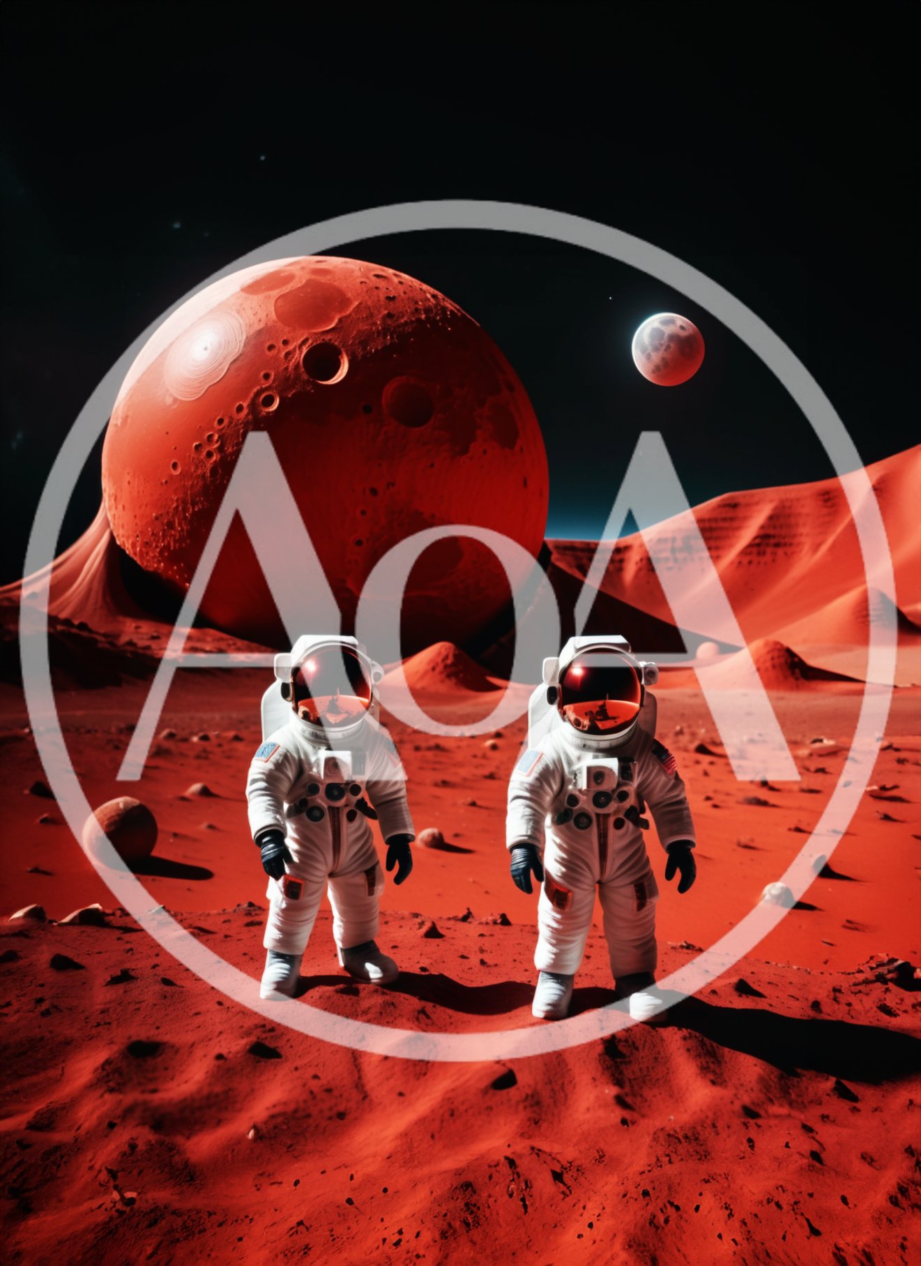 Two Astronauts Standing On The Surface Of Mars