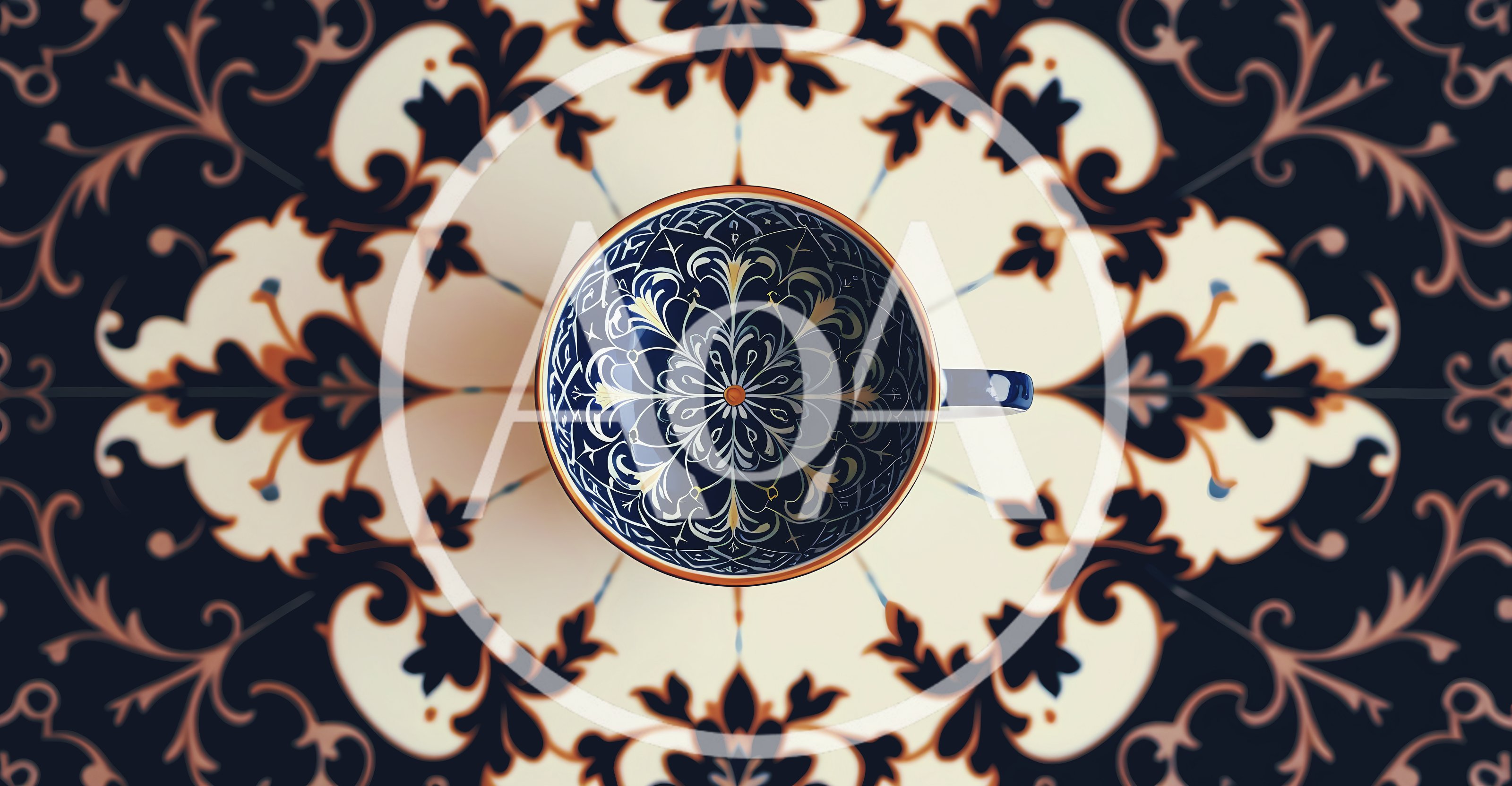 Top Down View Of An Ornate Ceramic Tea Cup