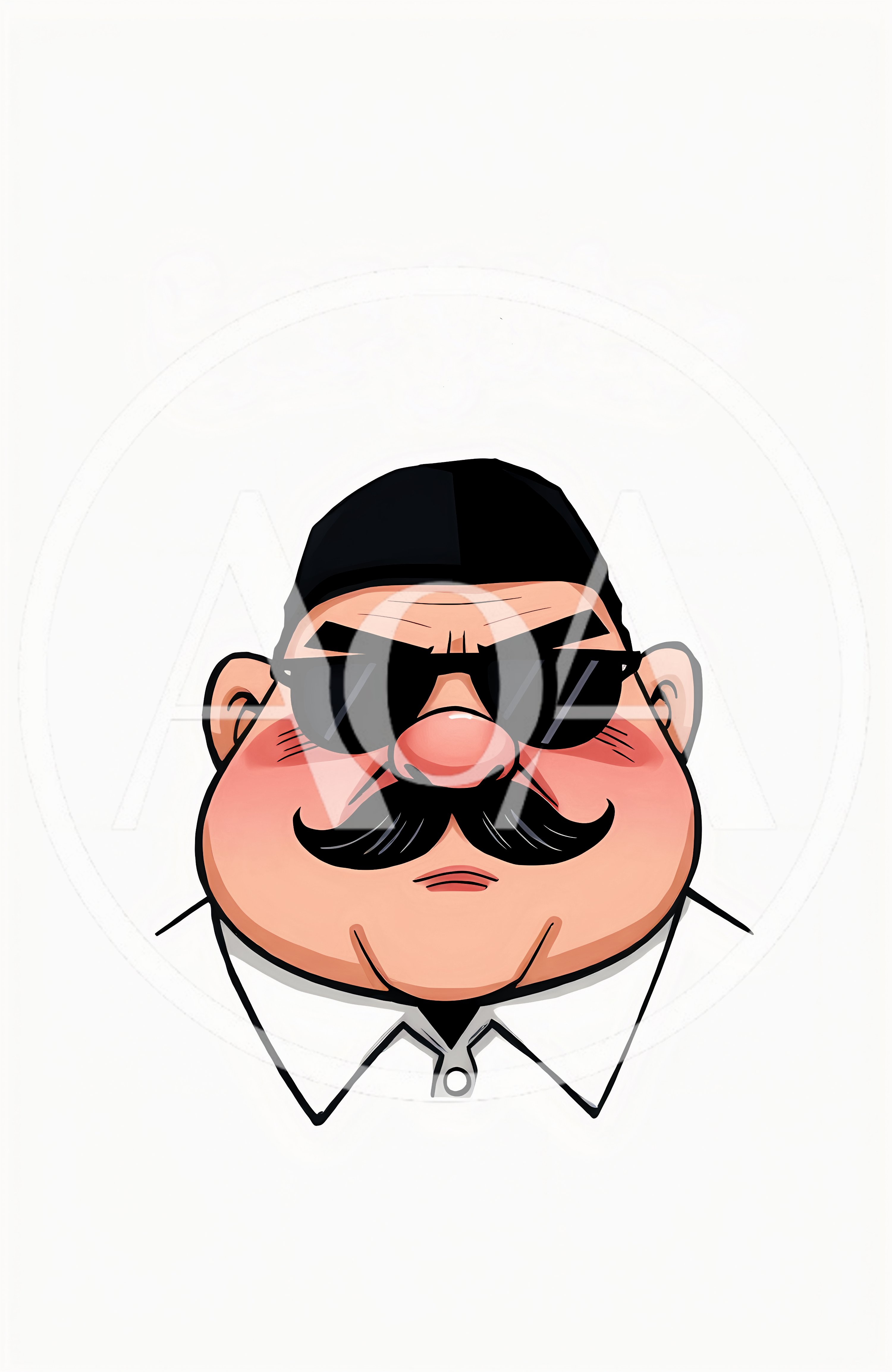 Cartoon Illustration Of A Chubby Man With Mustache