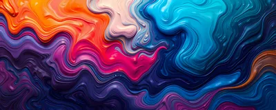Abstract Liquid Paint Swirls In Vibrant Colors