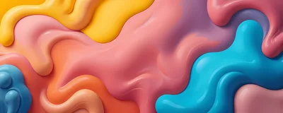 Abstract Liquid Paint Swirls In Vibrant Pastel Colors