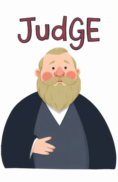 Cartoon Illustration Of A Bearded Judge