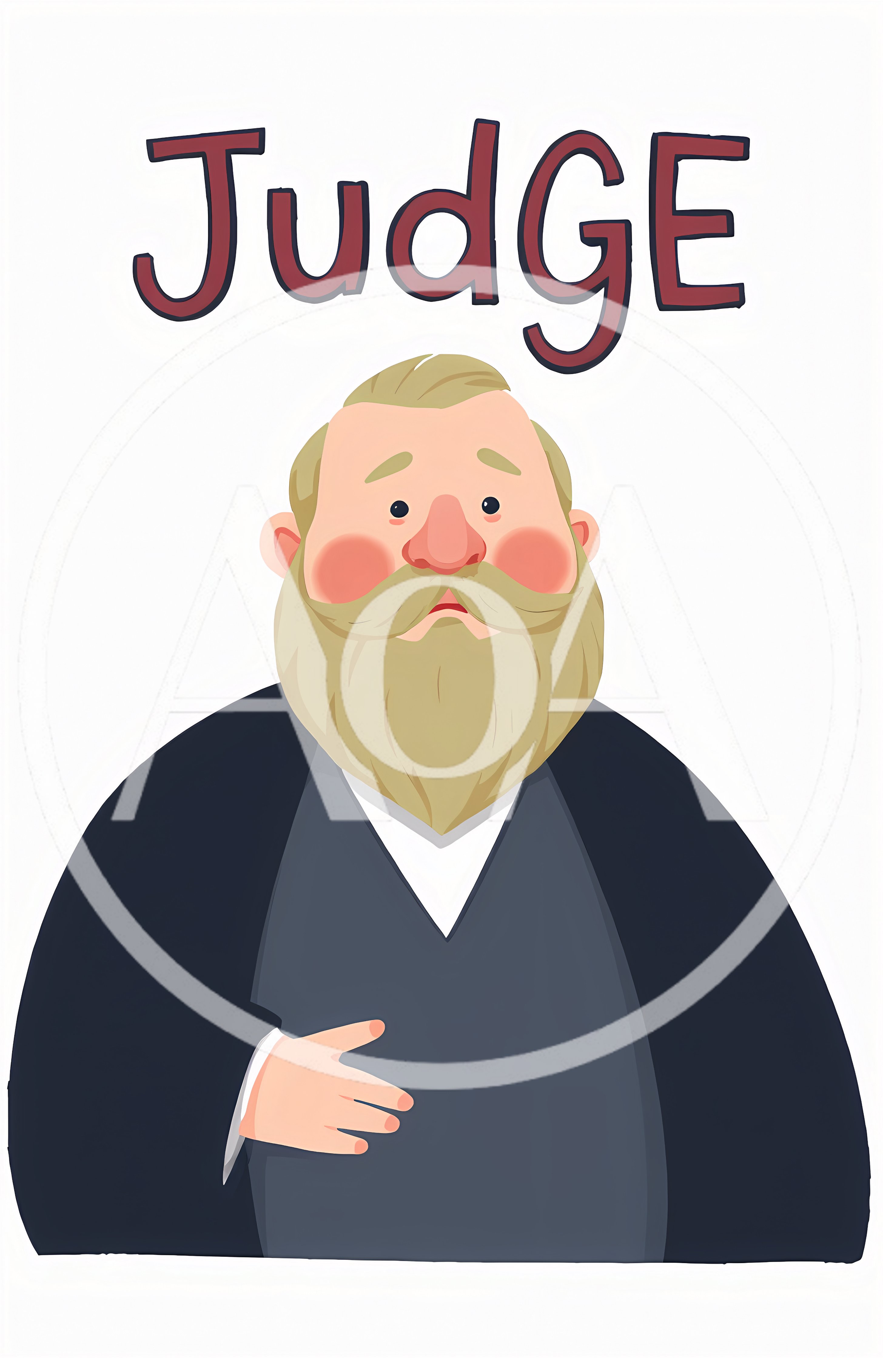 Cartoon Illustration Of A Bearded Judge