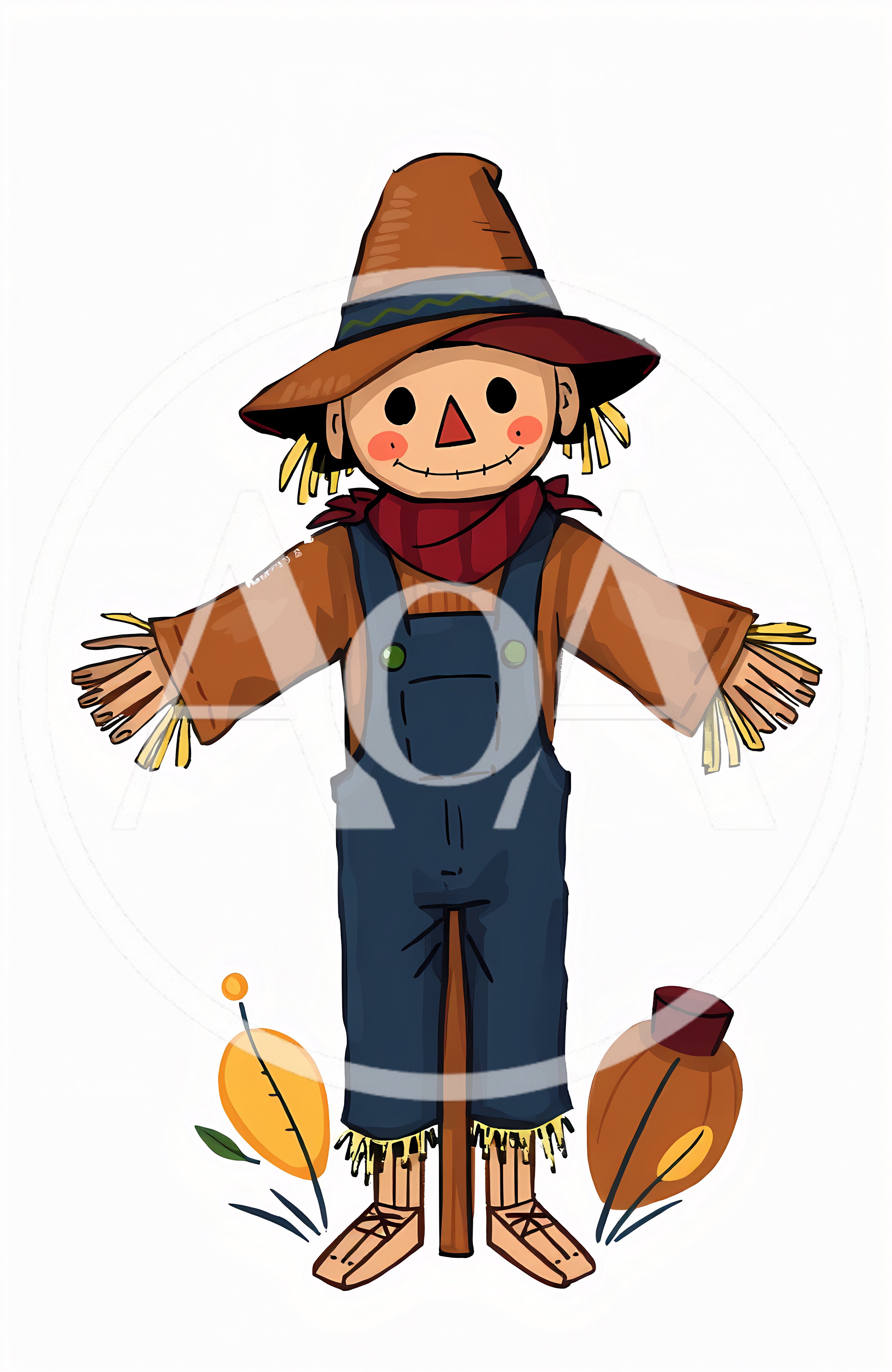 Cute Cartoon Scarecrow Illustration For Autumn Harvest