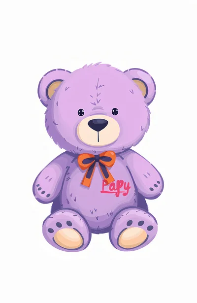 Cute Purple Teddy Bear With Orange Bow