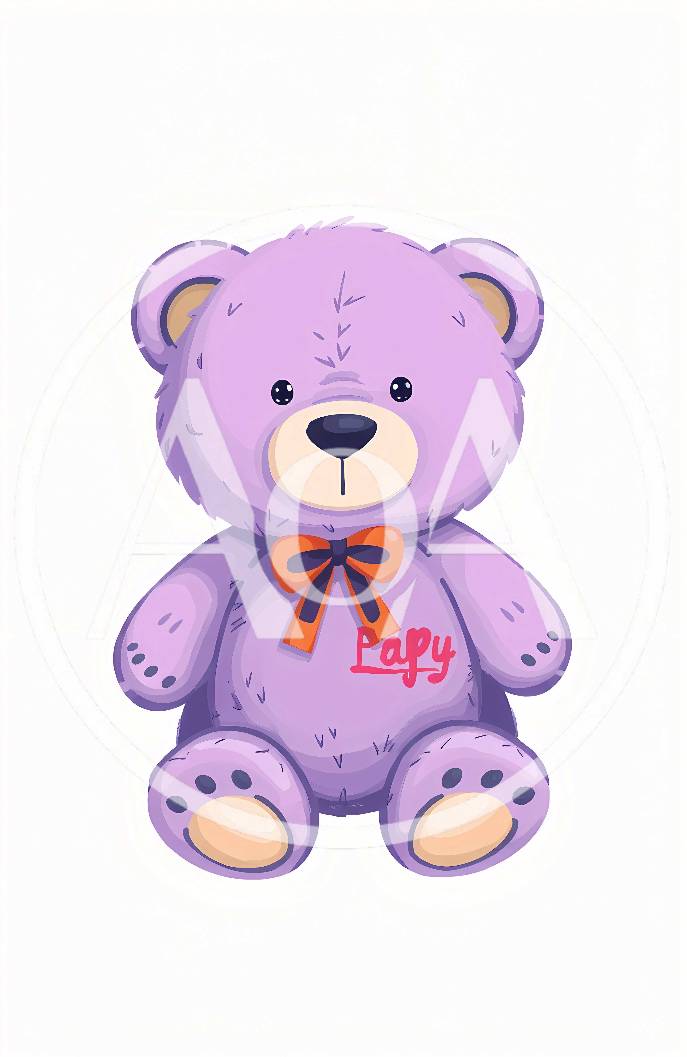 Cute Purple Teddy Bear With Orange Bow