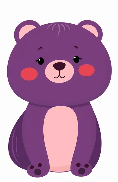 Cute Purple Cartoon Bear Illustration