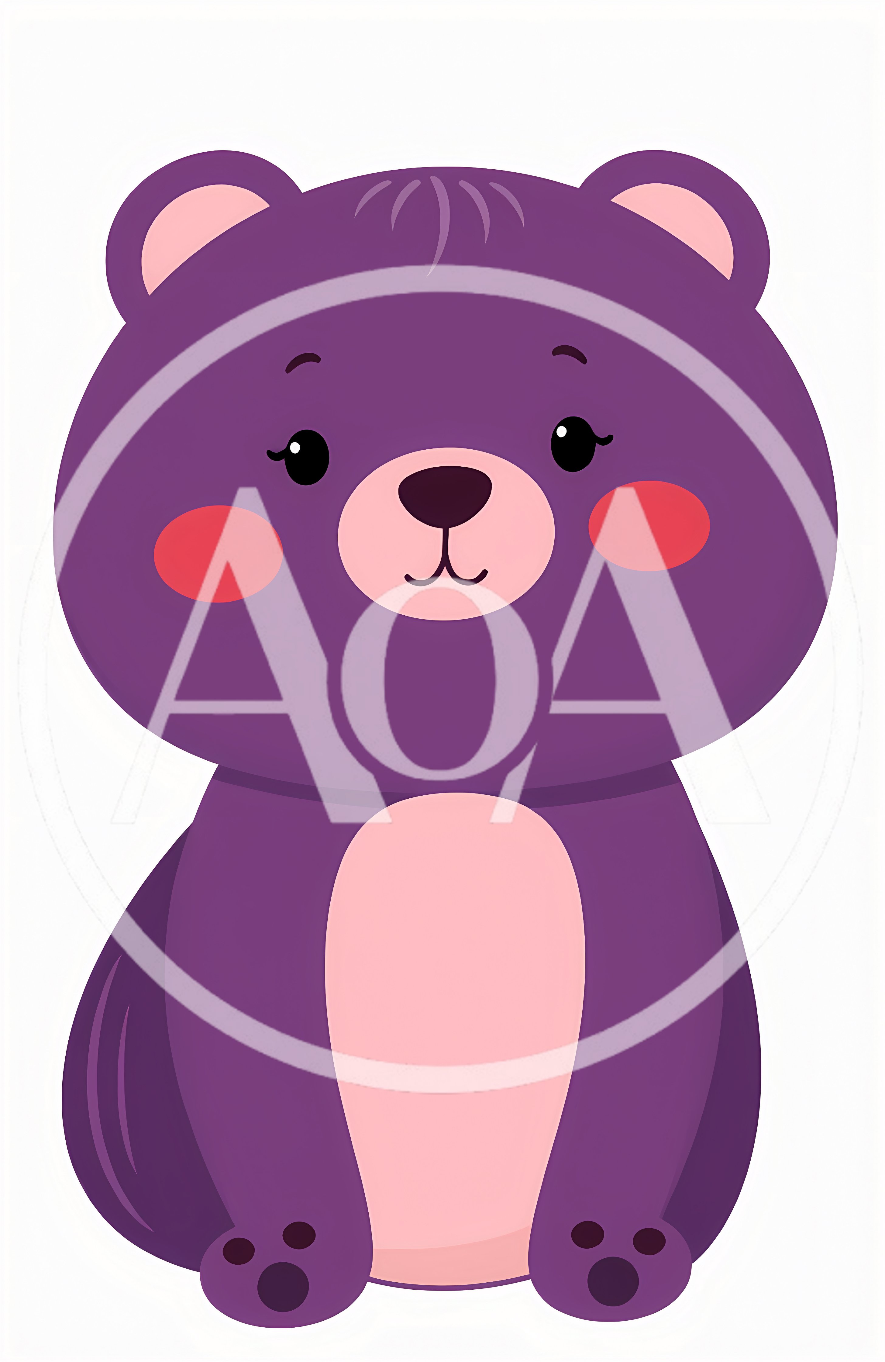 Cute Purple Cartoon Bear Illustration