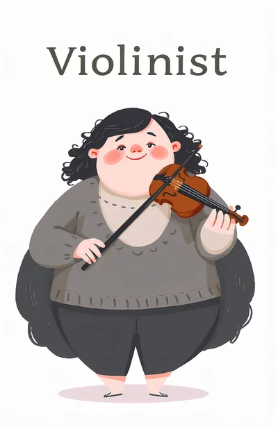 Cute Cartoon Illustration Of A Violinist Playing Music