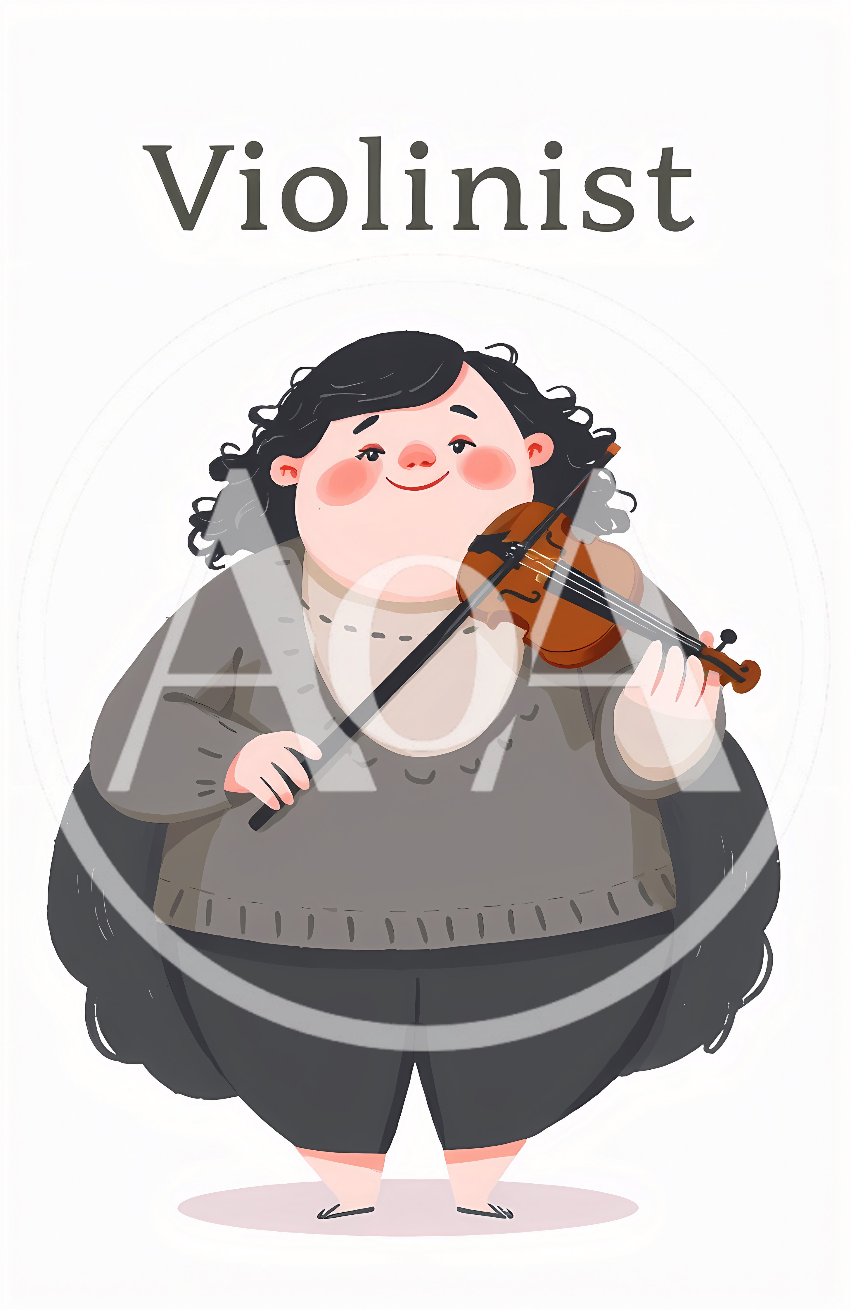 Cute Cartoon Illustration Of A Violinist Playing Music