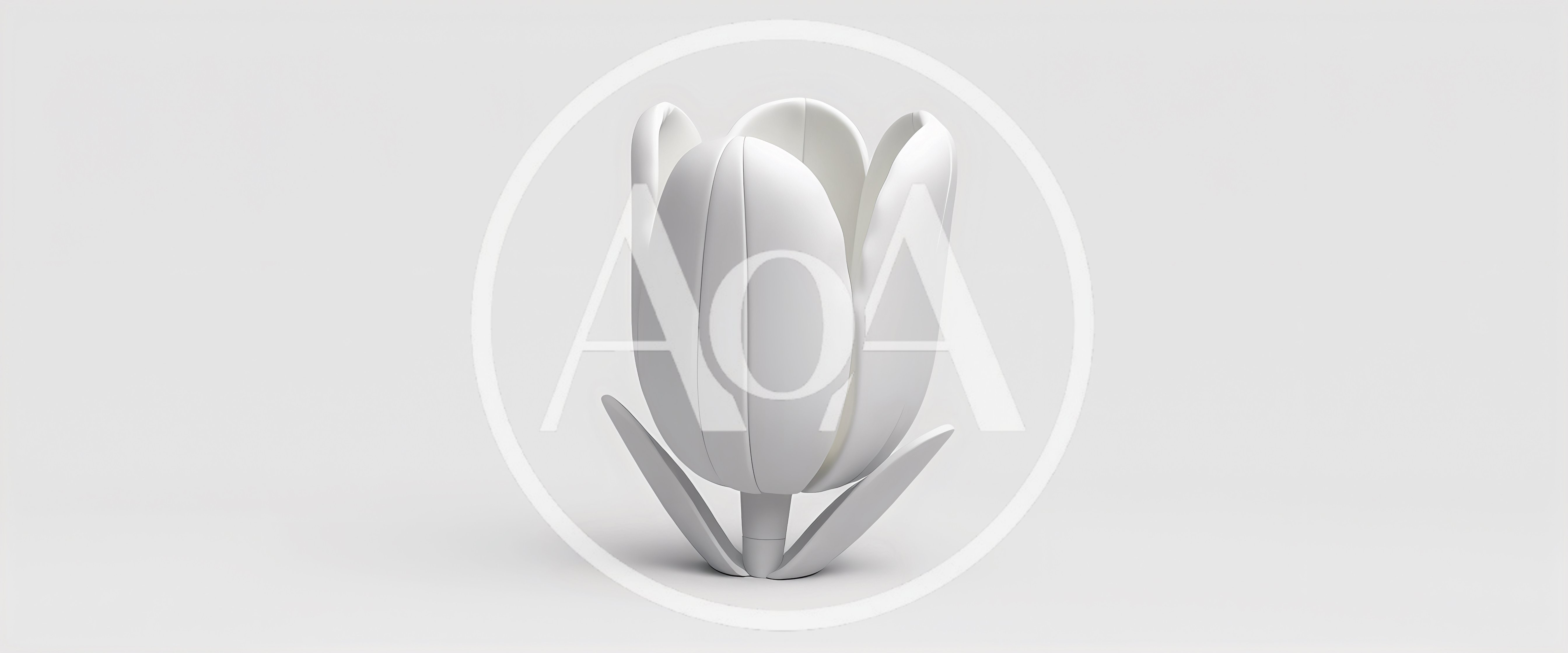 Minimalist White Tulip Flower Sculpture On White Background