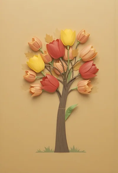 Paper Craft Tulip Tree Illustration