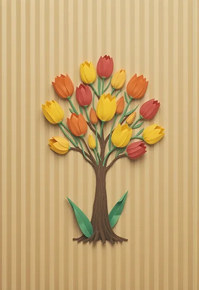 Paper Craft Tulip Tree Wall Art