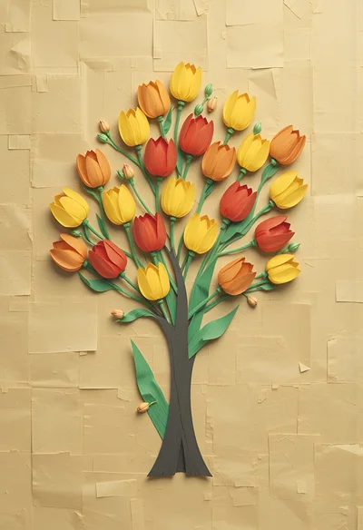 Paper Craft Tulip Tree Art Installation