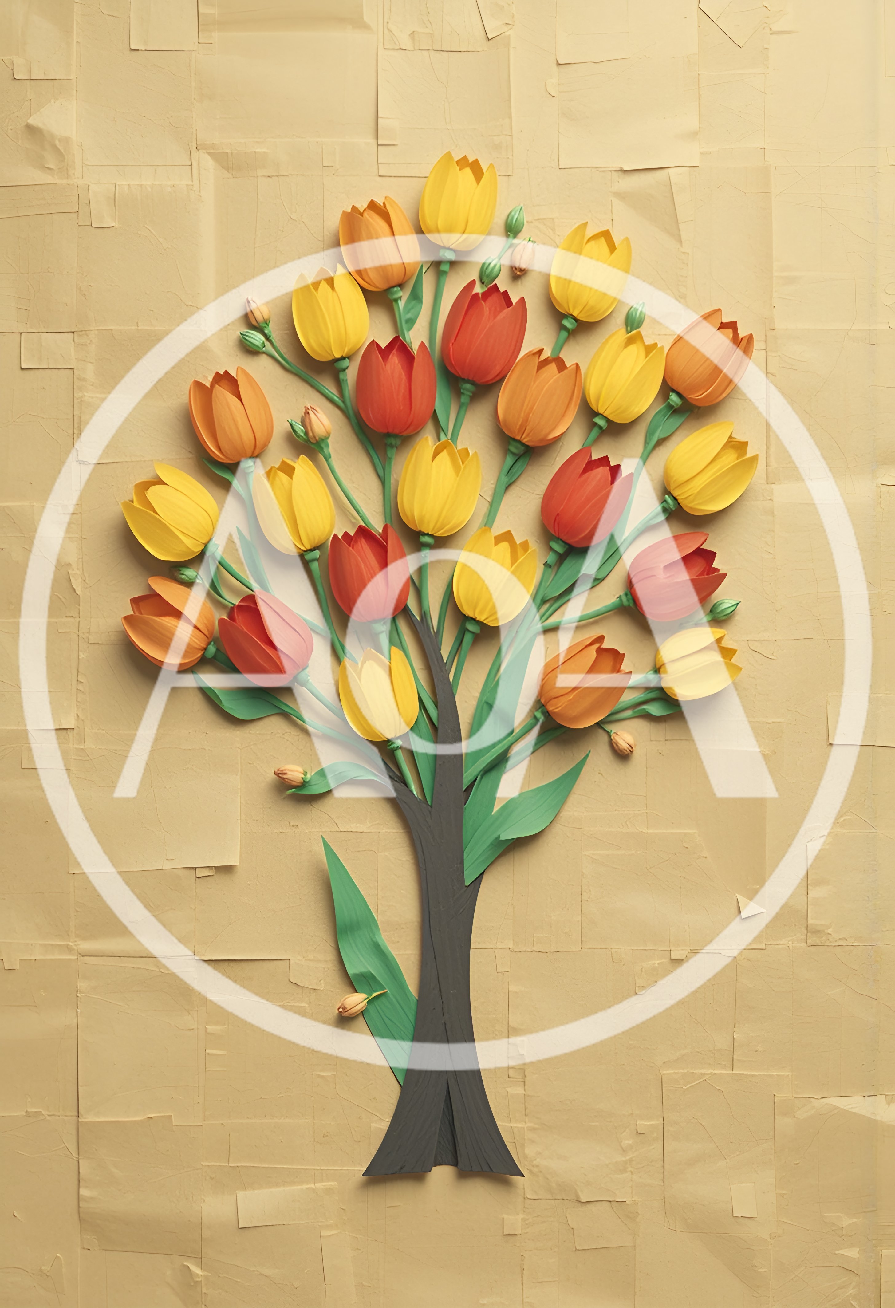 Paper Craft Tulip Tree Art Installation