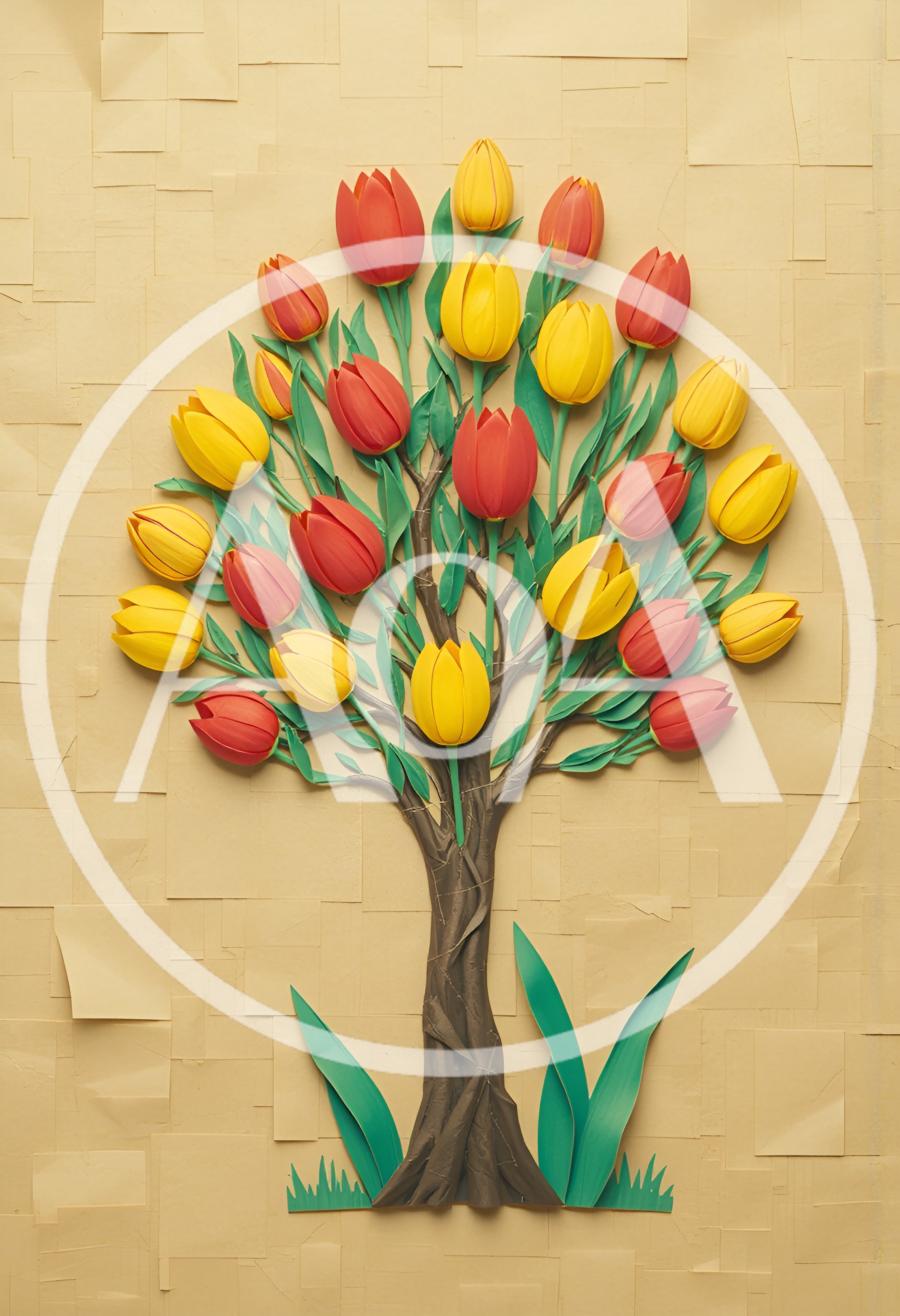 Paper Craft Tulip Tree Art Installation