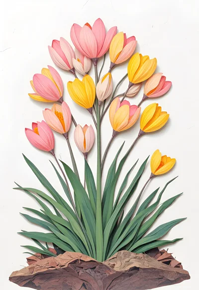 Paper Craft Crocus Flowers Arrangement