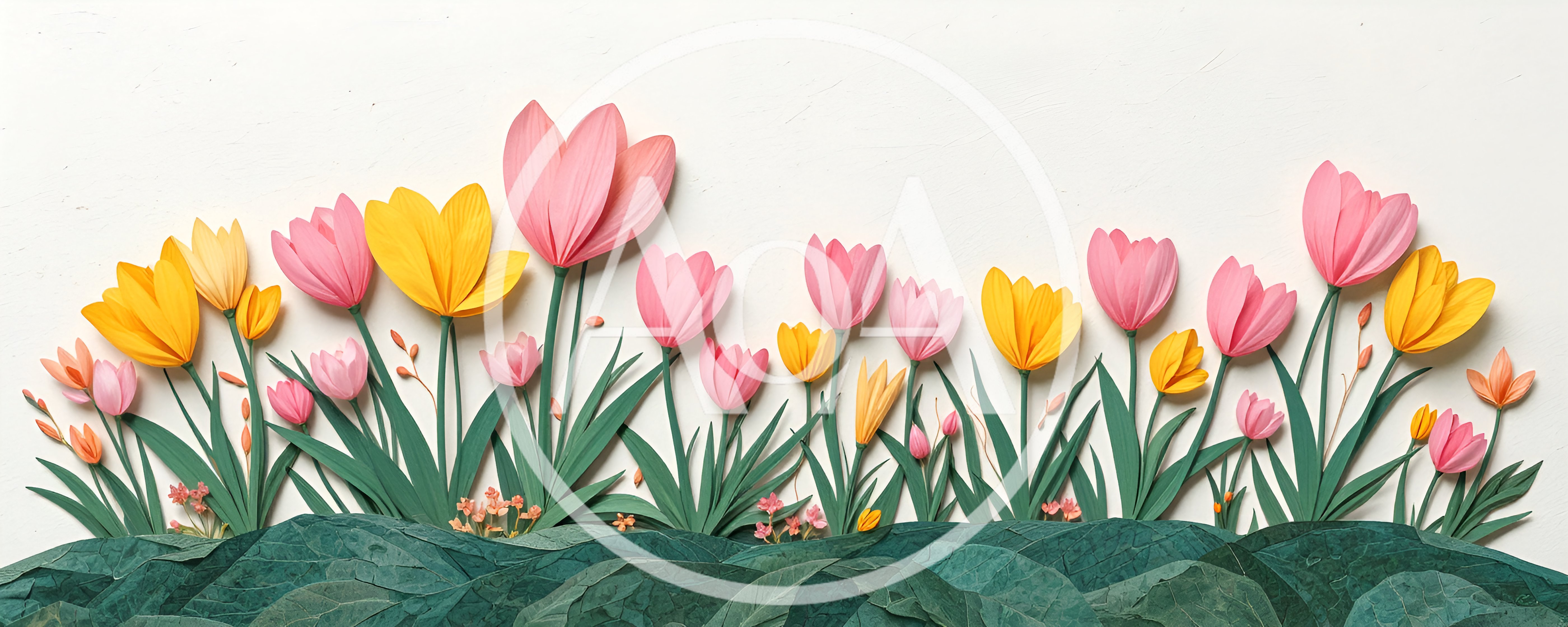 Paper Craft Tulip Garden Floral Background
