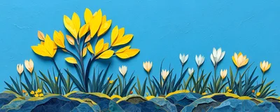 Paper Cutout Illustration Of Spring Crocus Flowers
