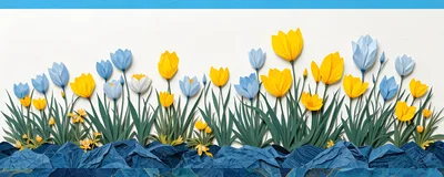 Paper Craft Tulips In Blue And Yellow