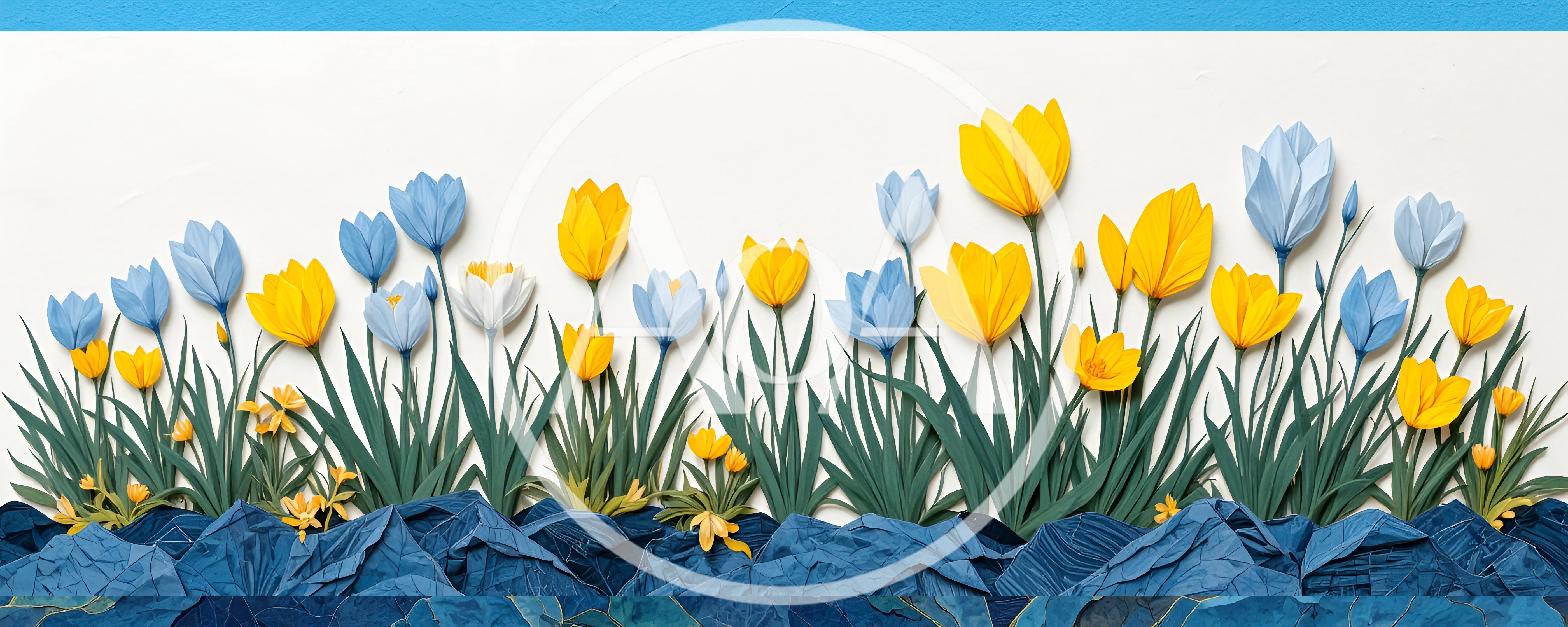 Paper Craft Tulips In Blue And Yellow