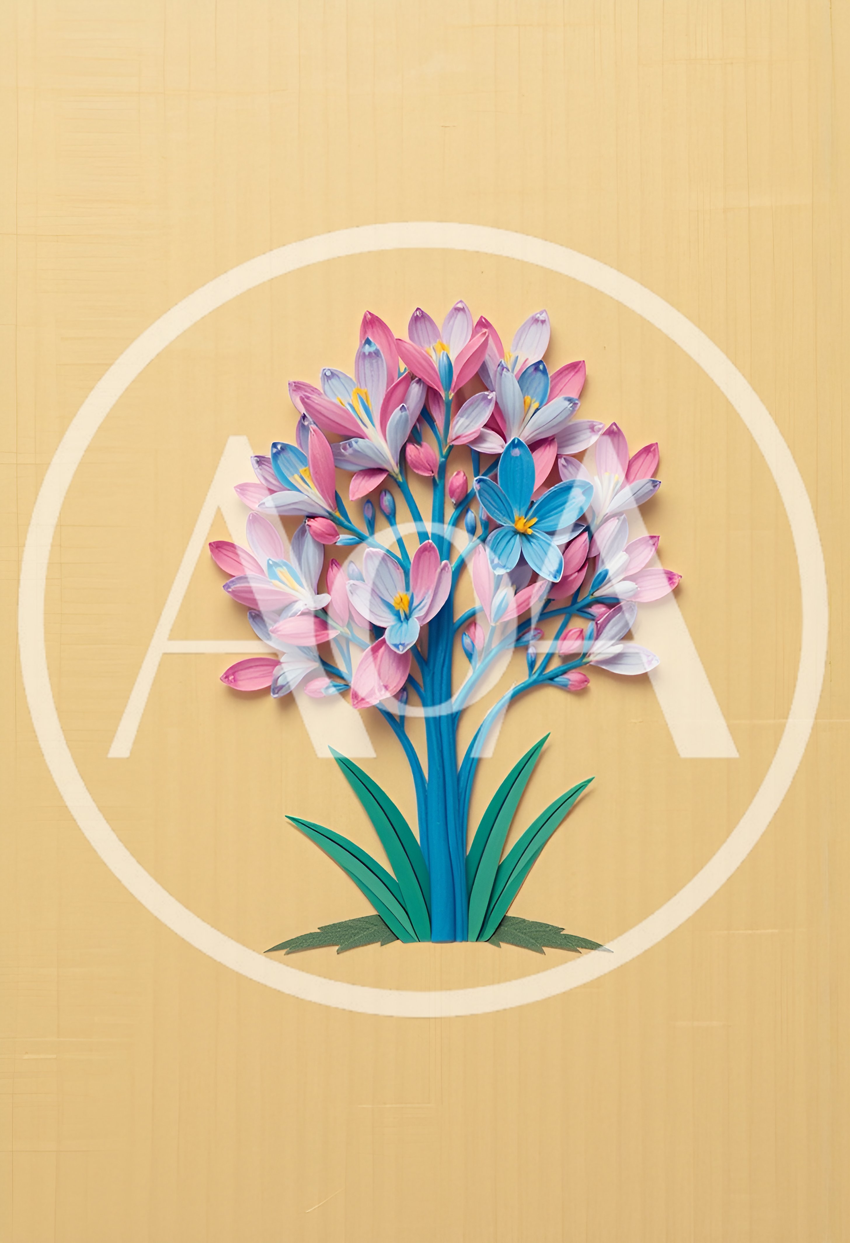 Paper Craft Illustration Of A Stylized Floral Tree