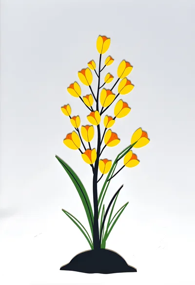 Paper Cutout Yellow Flower Wall Art