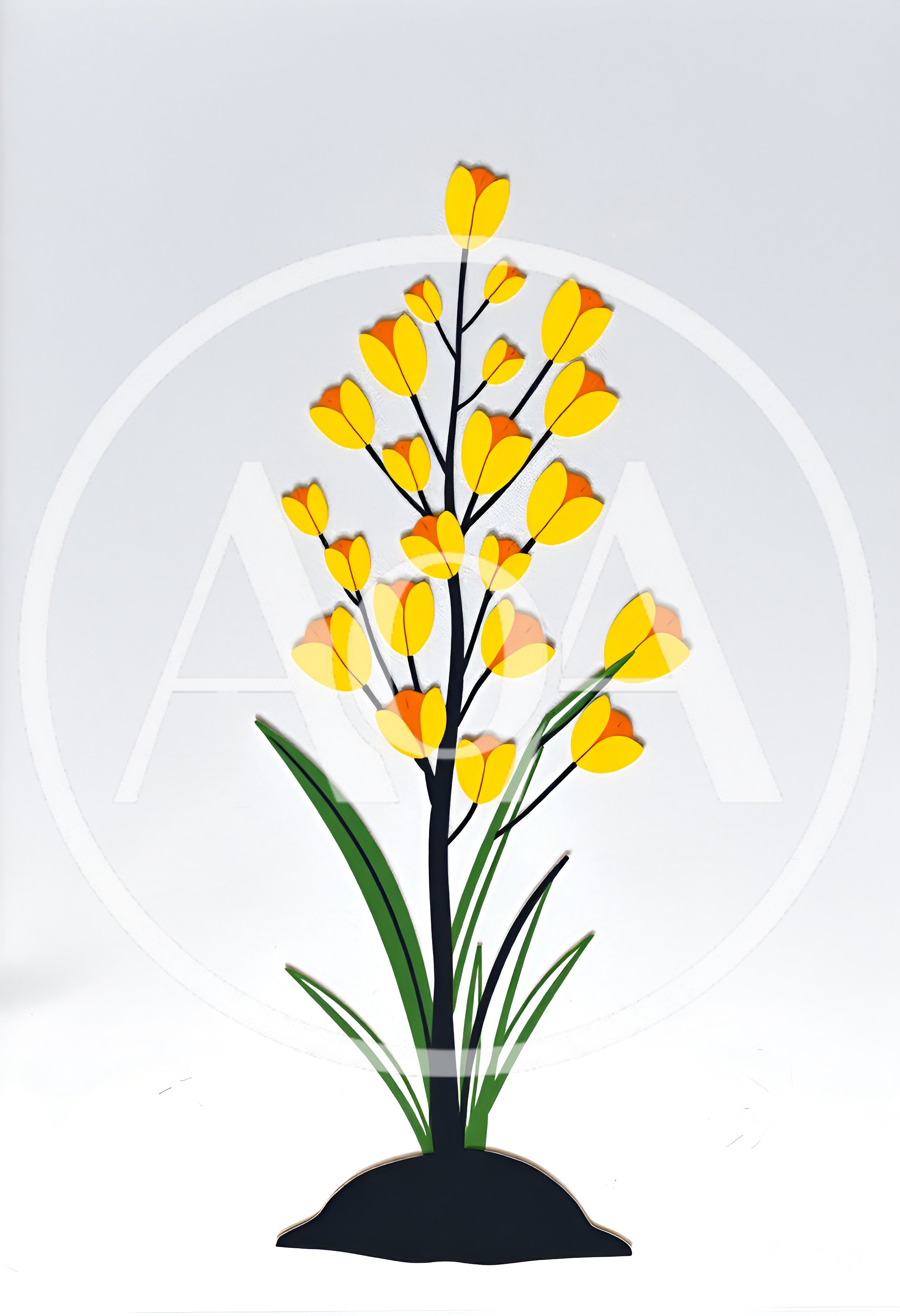 Paper Cutout Yellow Flower Wall Art