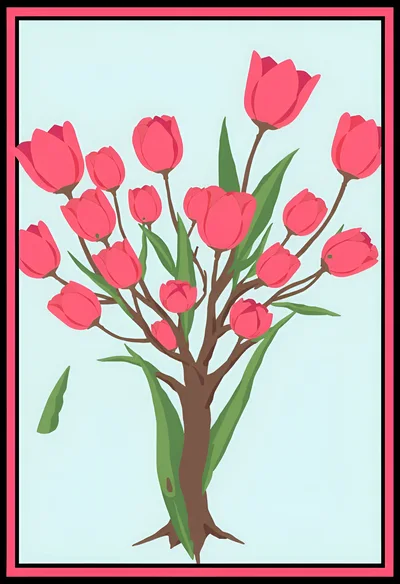 Stylized Illustration Of A Pink Tulip Tree