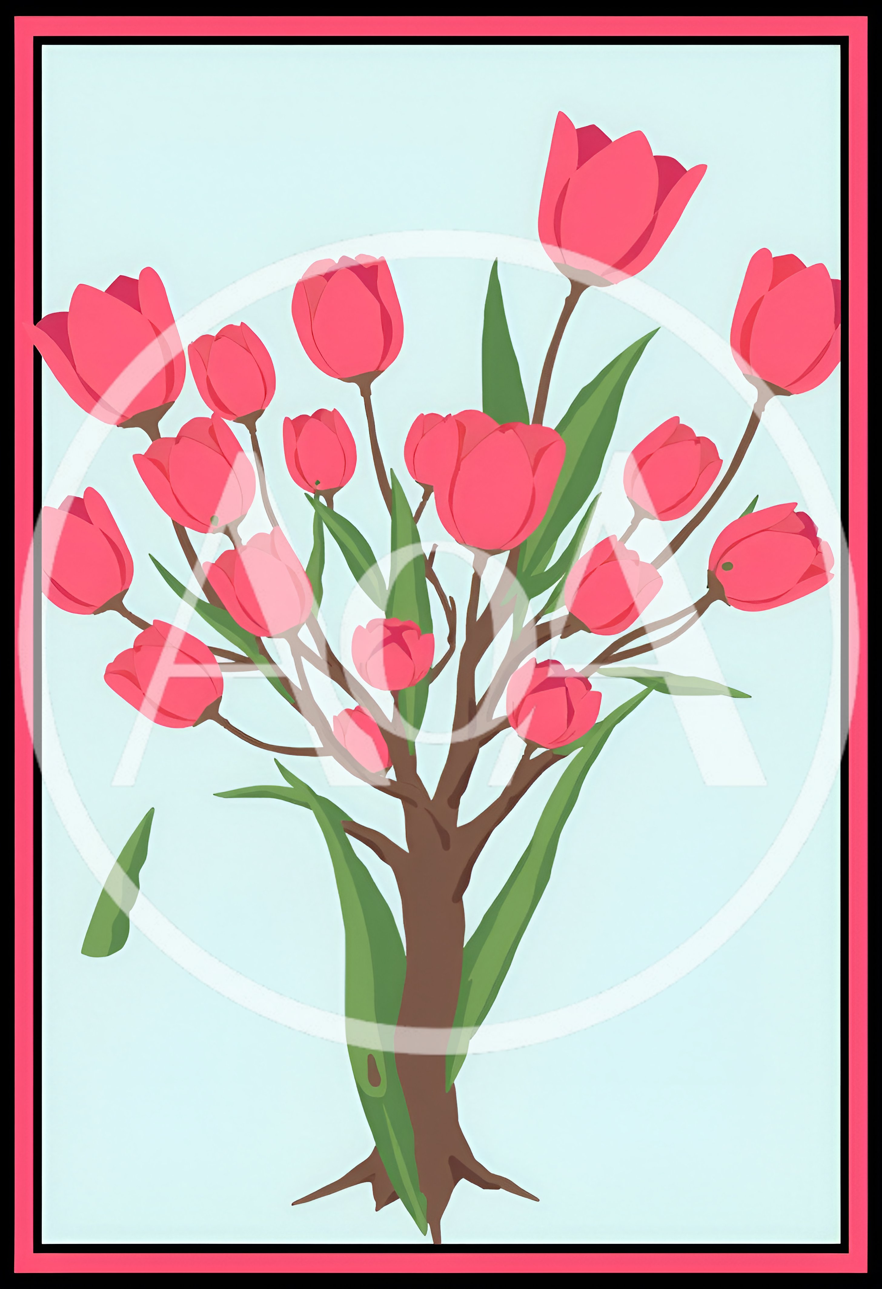 Stylized Illustration Of A Pink Tulip Tree