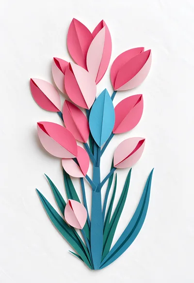 Paper Craft Floral Arrangement With Pink Tulips