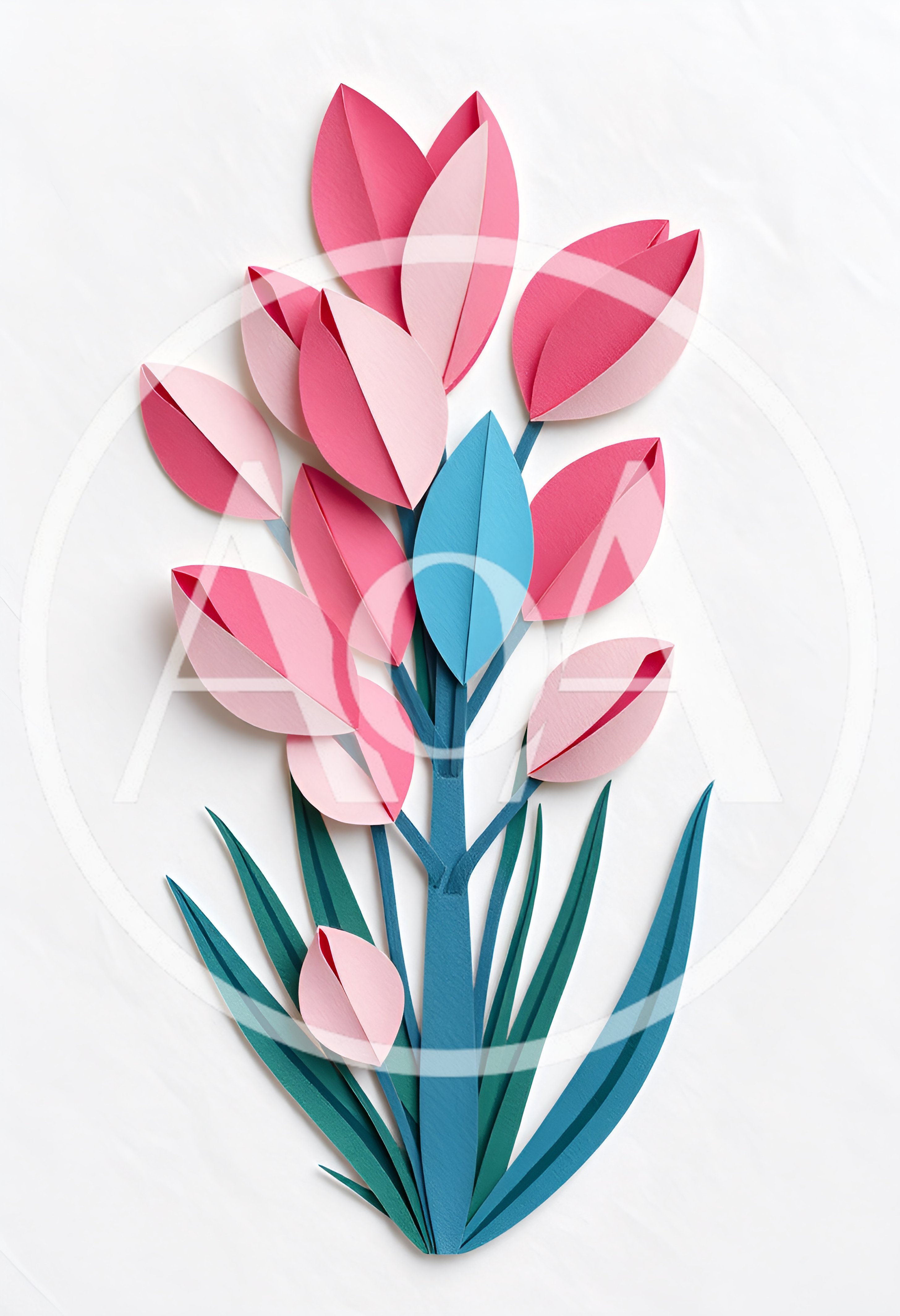 Paper Craft Floral Arrangement With Pink Tulips